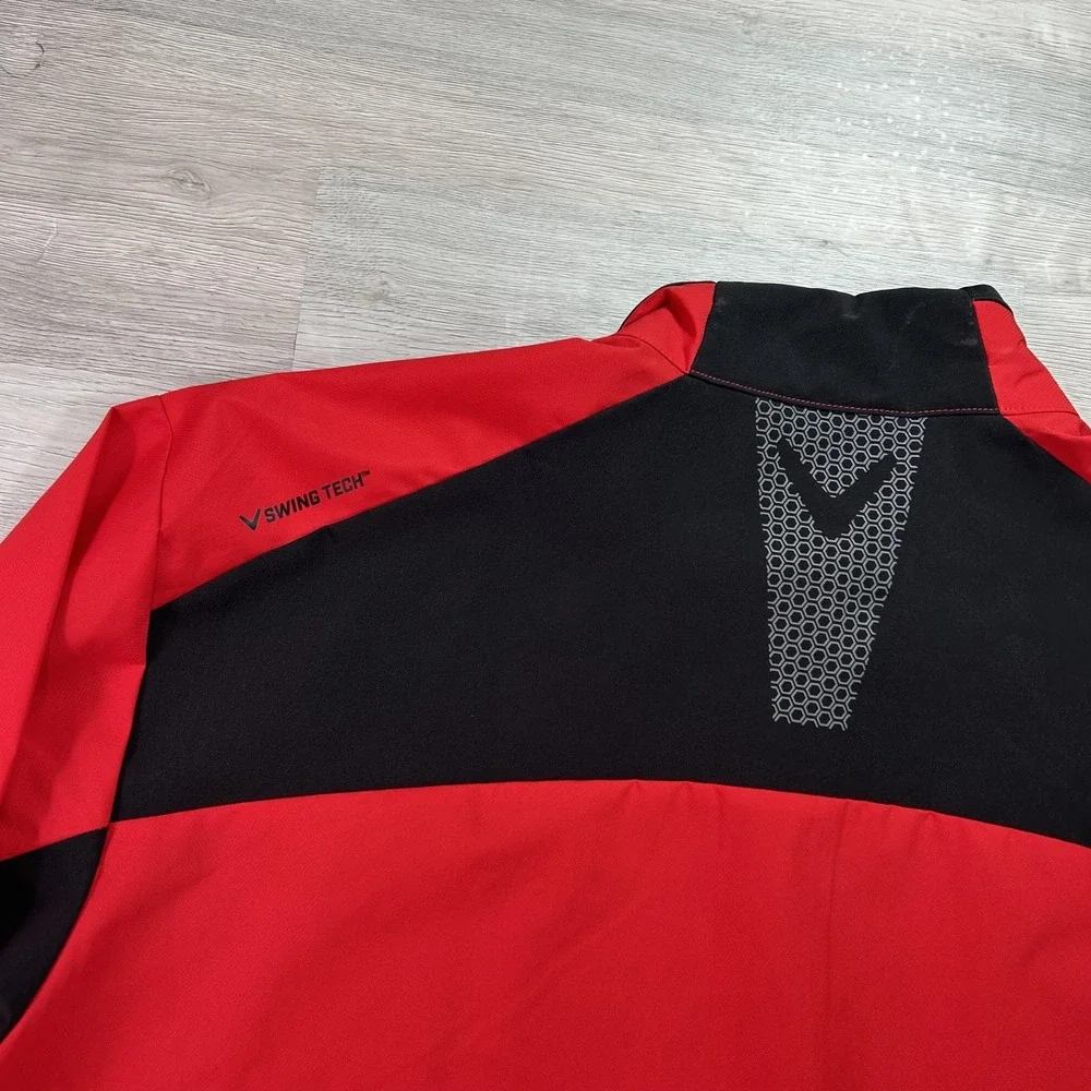 Callaway Weather Series Swing Tech Jacket Mens XL Red 1/4 Zip Golf Windbreaker